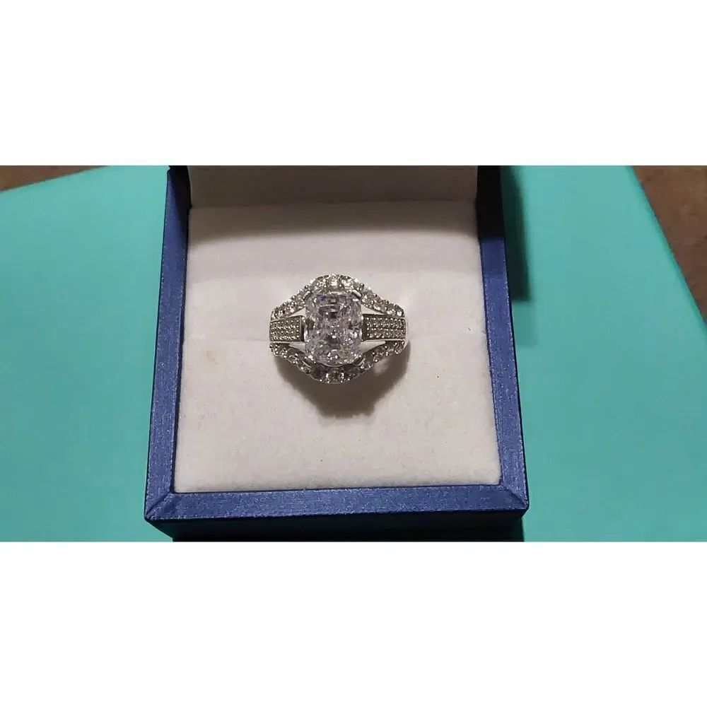 NEW~7.83 Carat Crushed Ice Sim Diamond Bridal Ring Sz 8~Platinum/.925 Sterling